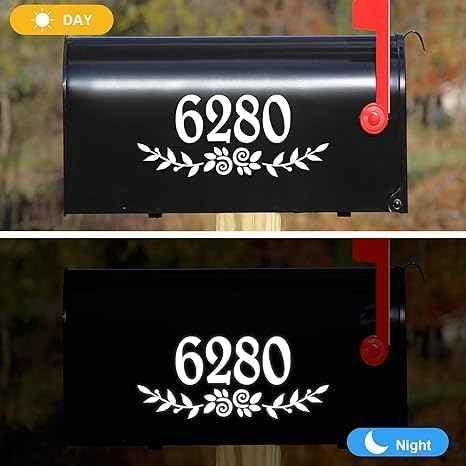 HLARTNET 4 Inch Reflective White Mailbox Numbers Stickers  4 Set Waterproof Rustic Mailbox Decal  Self Adhesive Vinyl Number for Mail box  Door - Image 3